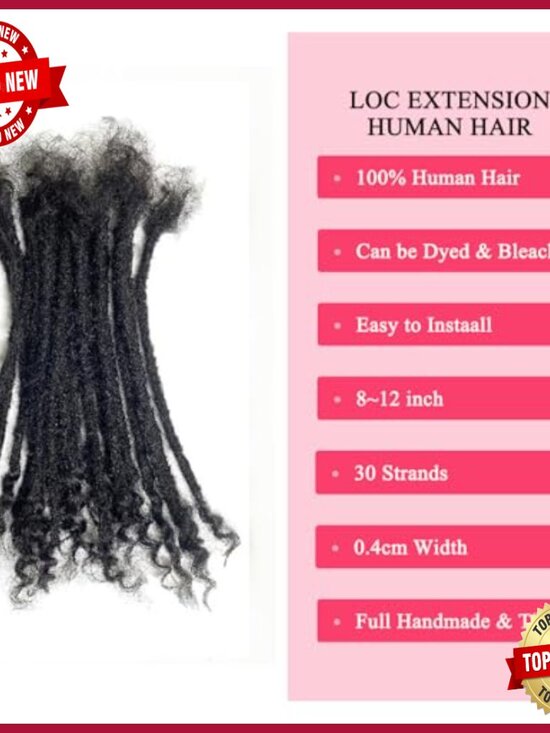 10 Inch Human Hair Dreadlock Extensions 30 Strands Curly Ends main image 5